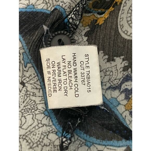 FIGUEROA & Flower V-Neck Ruffle Detail Paisley Print Sheer Blouse Top M - Picture 9 of 9